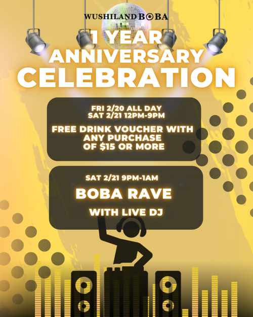 Wushiland Boba Rave Flyer 21 Feb 2026